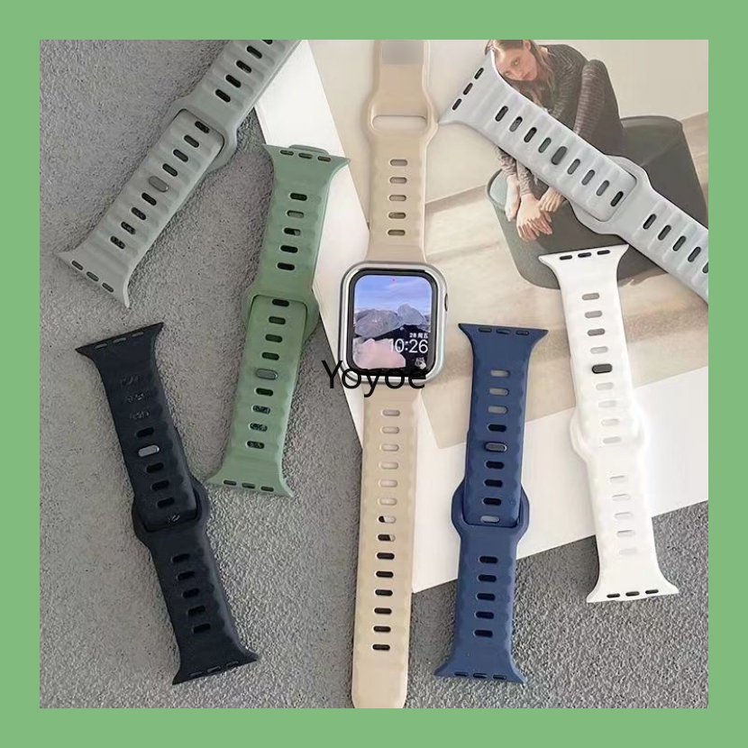 Dây Đeo Đồng Hồ Bằng Silicone Khóa Vuông Cho Apple Watch 49mm 45mm 41mm 44mm 40mm 42mm 38mm 8 Ultra Series 7 Se 6 5 4 3 2 1