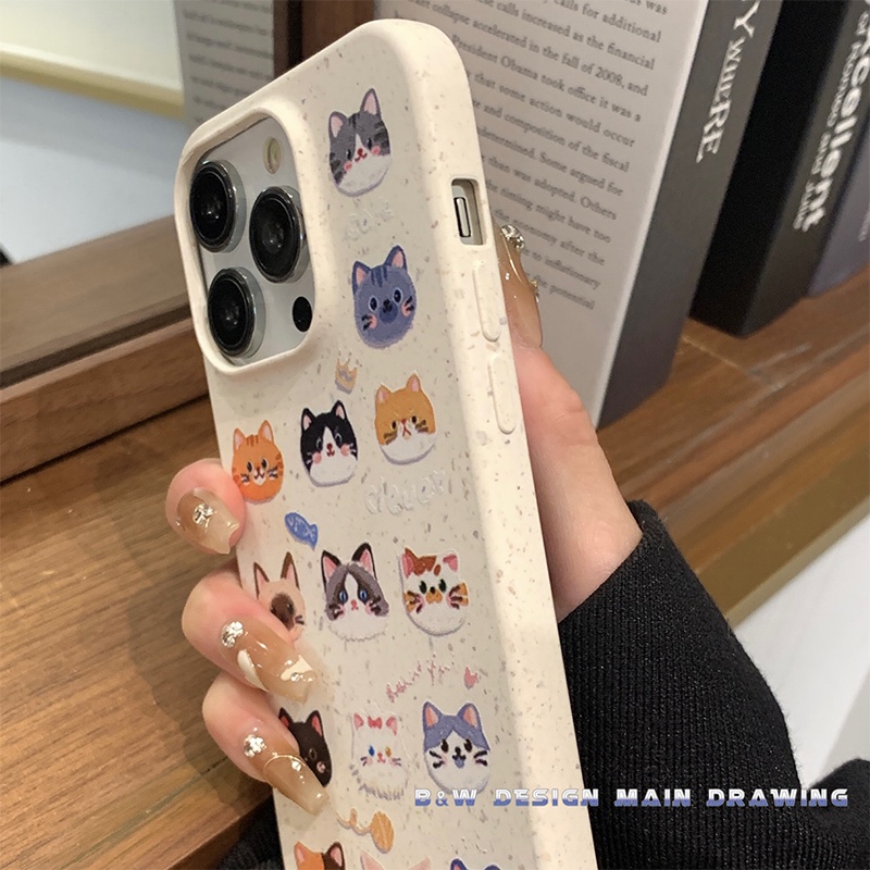 Ốp Điện Thoại Silicone Mềm Nhám Chống Sốc In Hình Đầu Mèo Dễ Thương Cho iPhone 14 13 12 11 Pro Max