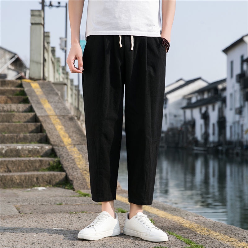 Quần Dài Vải Lanh Cotton Ống Rộng Phong Cách Trung Hoa Thời Trang Mùa Hè Hàng Mới 2023 24 Giờ