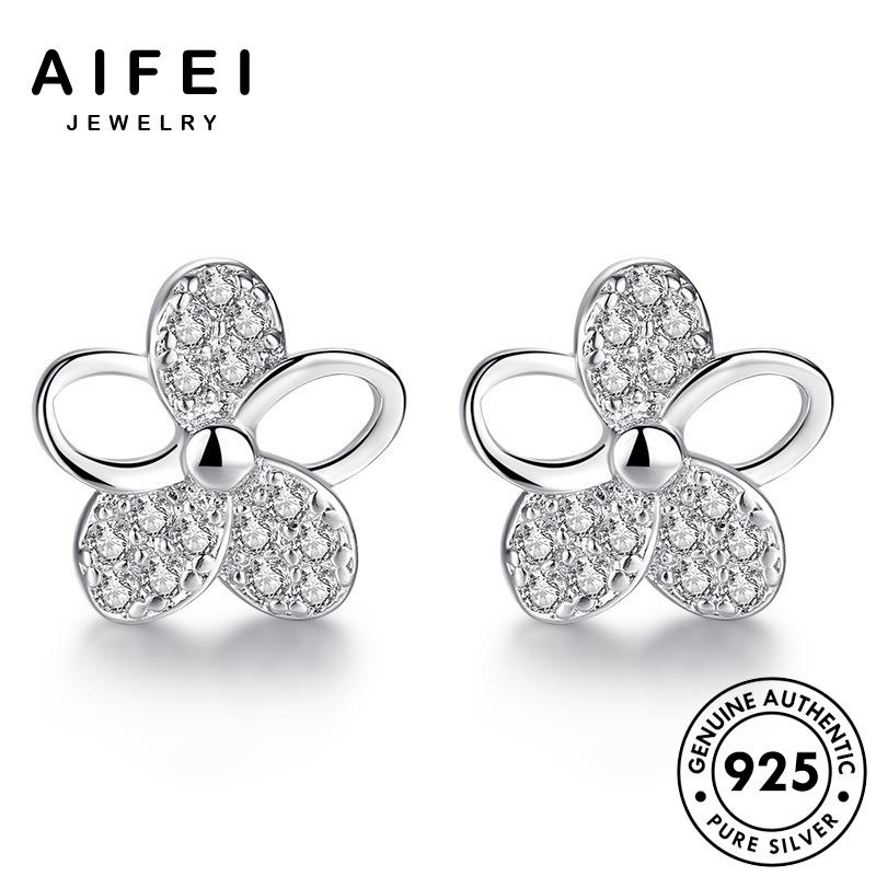 AIFEI JEWELRY Thời kim thời nữ bản trang phụ sức tua kiện bông cương moissanite thời hoa quốc hàn khuyên bạc thật vành 925 tròn nguyên xỏ tai trang E126
