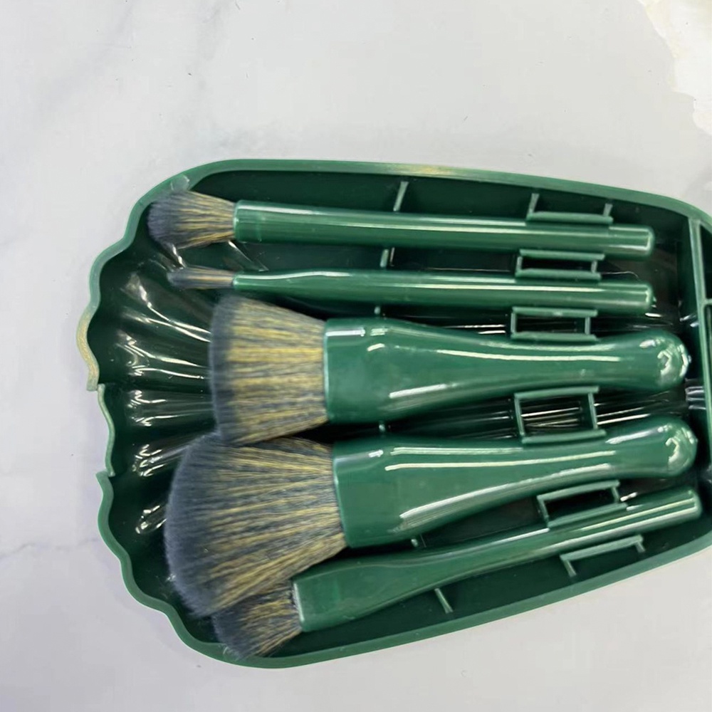 Bộ 5 Chiếc Cọ Trang Điểm Làm Đẹp Du Lịch Tiện Dụng Bộ Cọ Trang Điểm Chất Lượng Cao Hình Vỏ Sò Kèm Gương