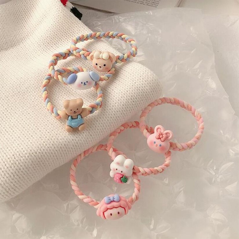 1 Dây Cột Tóc Co Giãn Hình Thỏ Hoạt Hình Phong Cách Hàn Quốc Ngọt Ngào Cho Bé Gái