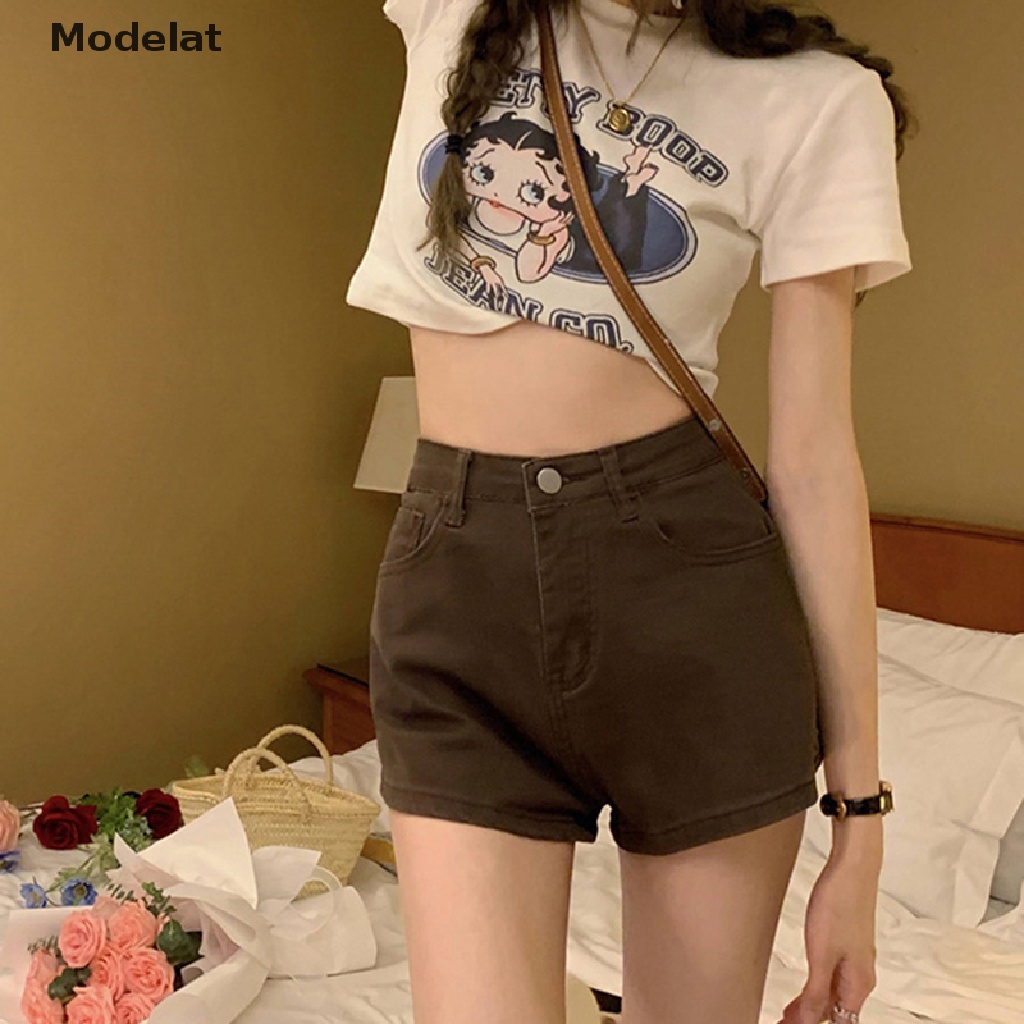 Quần Short Denim Lưng Cao Dáng Chữ A Phong Cách Thời Trang Hàn Quốc