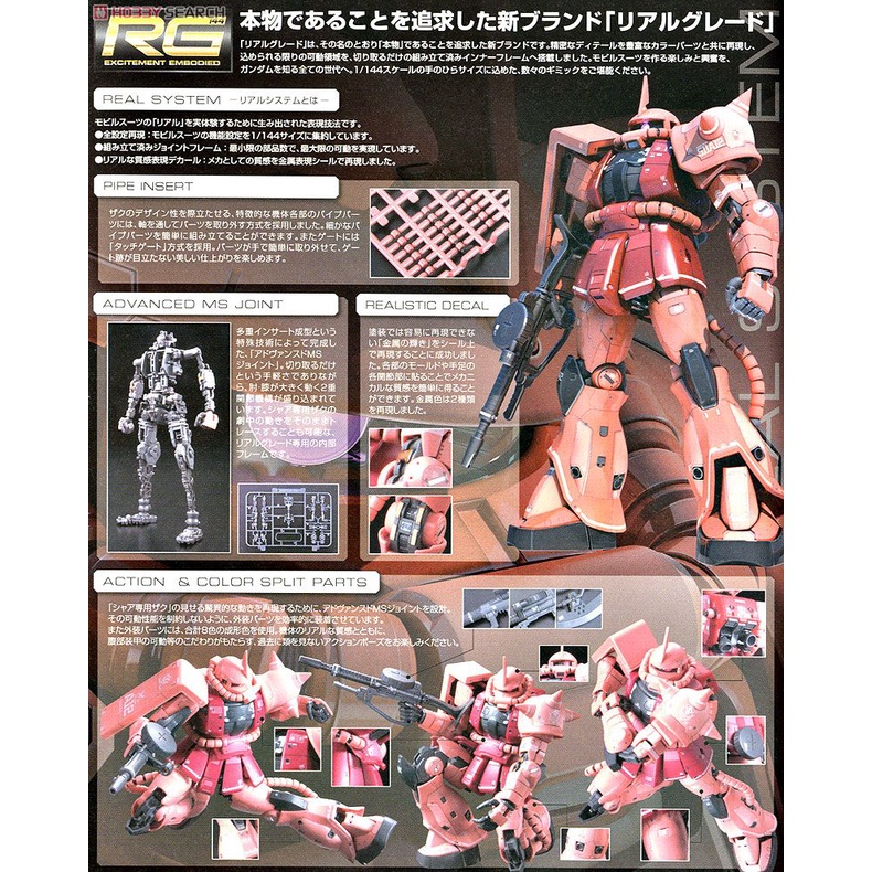 Mô hình ZAKU II RG 1/144 MS-06S BANDAI Đồ chơi lắp ráp