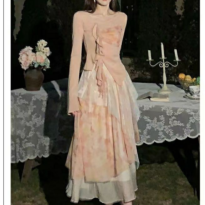 Bộ Áo Tay Dài + Chân Váy Lưới Mỏng Phong Cách Trung Hoa Mới Mẻ Cho Nữ 4.10 Dream SEVEN77 4.10