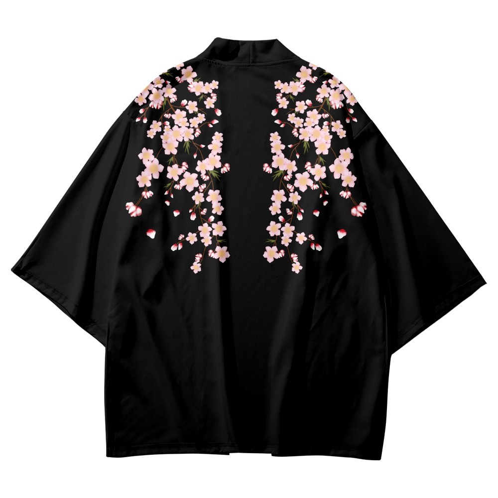 Áo Khoác Kimono In Hoa Đào Nhật Bản Thời Trang Cho Nam Nữ