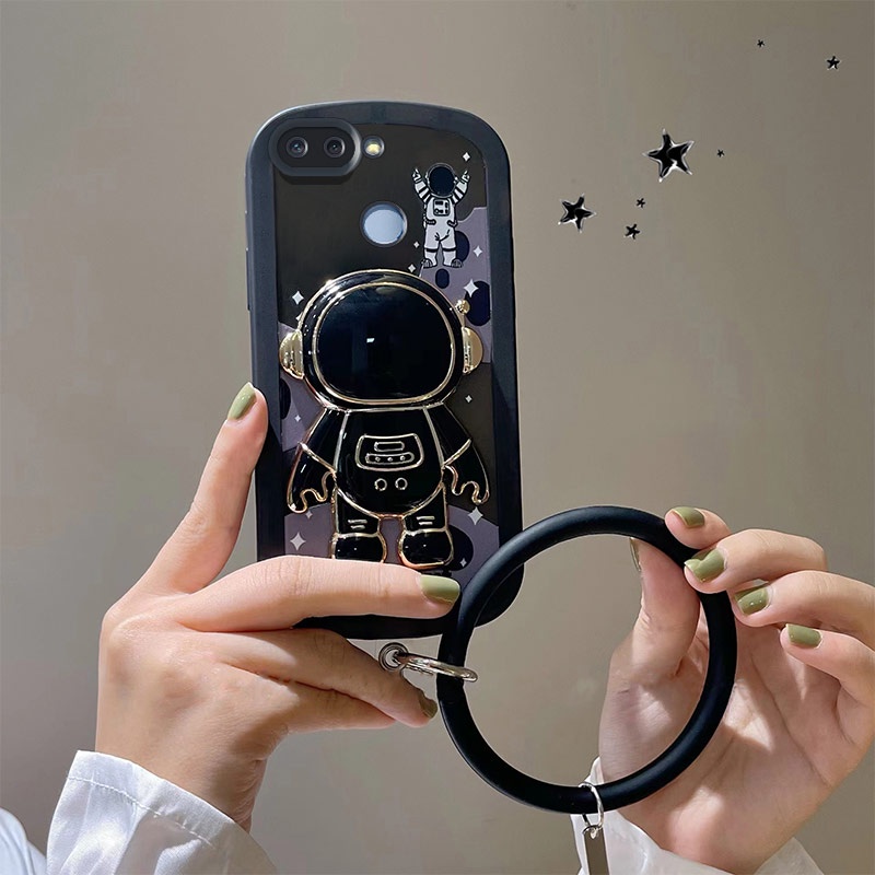 Ốp Điện Thoại Dẻo Họa Tiết Phi Hành Gia Kèm Giá Đỡ Và Vòng Đeo Tay Cho Xiaomi Redmi 6 Redmi 6A