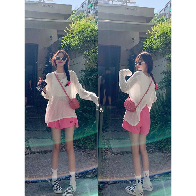 Áo Kiểu Tay Dài Mỏng Nhẹ Trong Suốt Thiết Kế Xẻ Tà Thời Trang Mùa Hè Cho Nữ