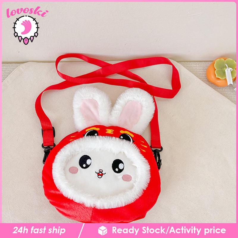 Túi Xách Đeo Vai Hình Thỏ 3D Bằng Vải Lông Cho Nữ