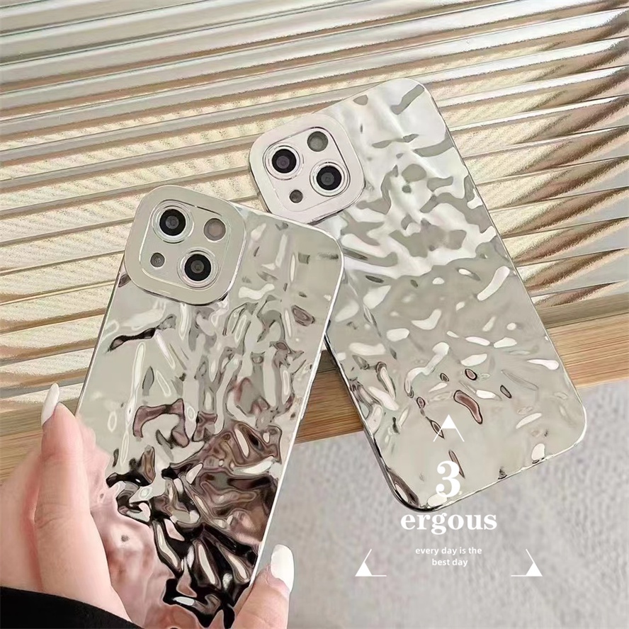 Ốp Điện Thoại Màu Bạc Họa Tiết Sang Trọng Chống Sốc Cho IPhone 14 13 12 11 Pro Max SE2020 X XR Xs Max 7 8 6 6s Plus