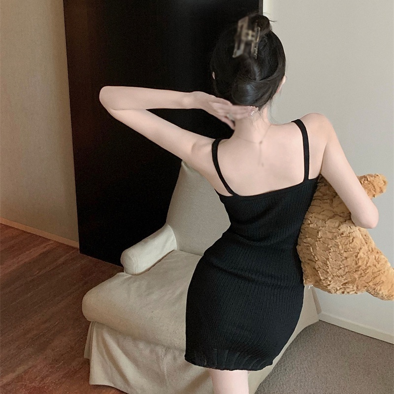 Đầm Dệt Kim Sát Nách Thêu Chữ Kiểu Hàn Quốc Xinh Xắn Cho Nữ