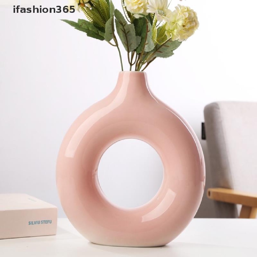 Lọ Hoa Hình Tròn Bằng Gốm Sứ Phong Cách Bắc Âu Thời Trang ifashion365