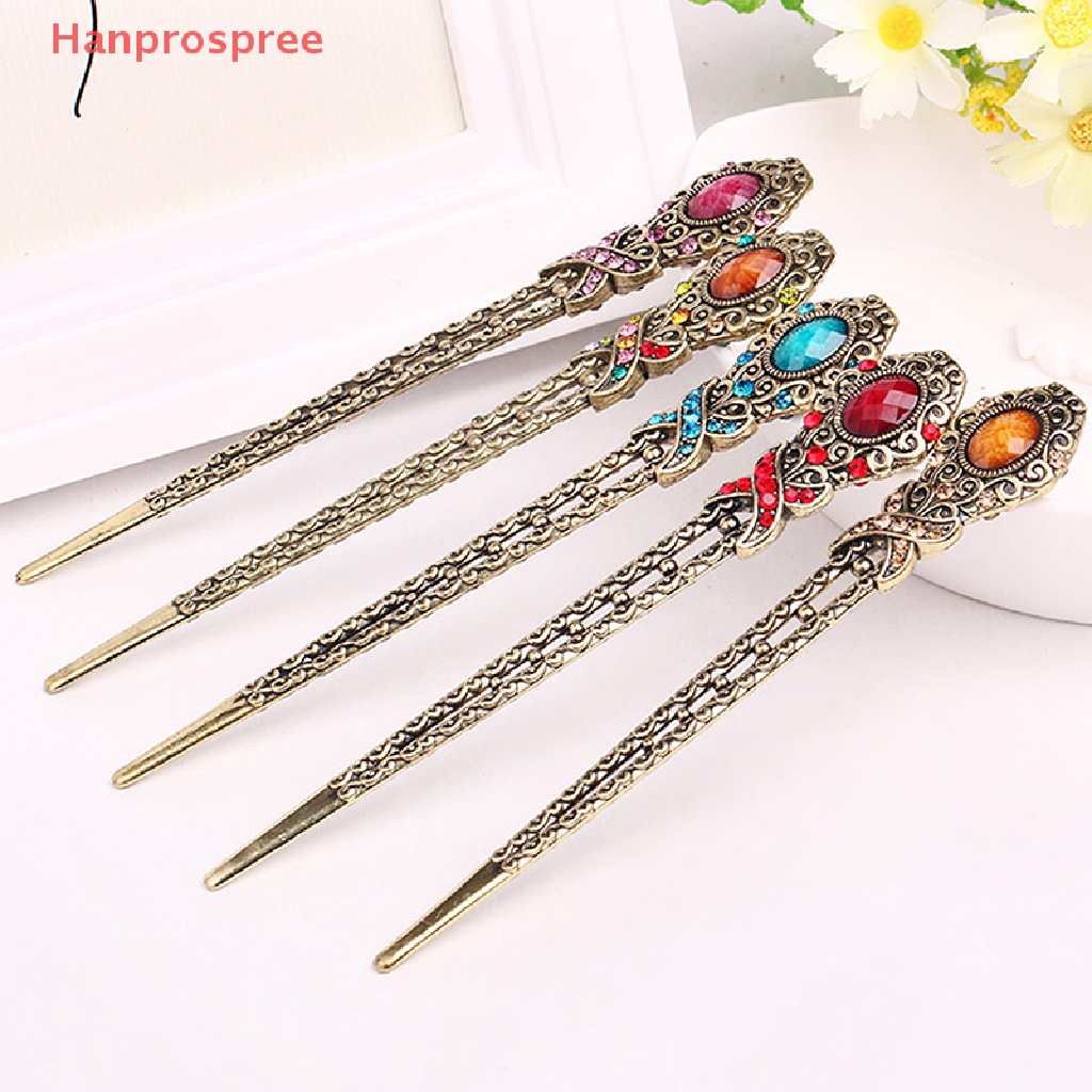 Trâm Cài Tóc Kim Loại Đính Pha Lê Phong Cách Vintage