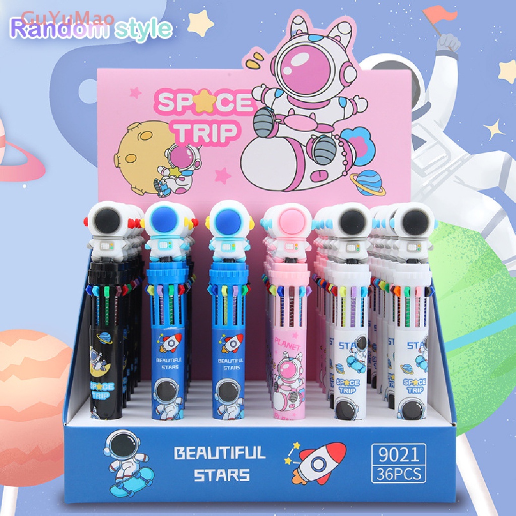 Bút Bi Dạng Nhấn Họa Tiết Phi Hành Gia Hoạt Hình Nhiều Màu Đa Năng 10 Màu Lựa Chọn PRTA