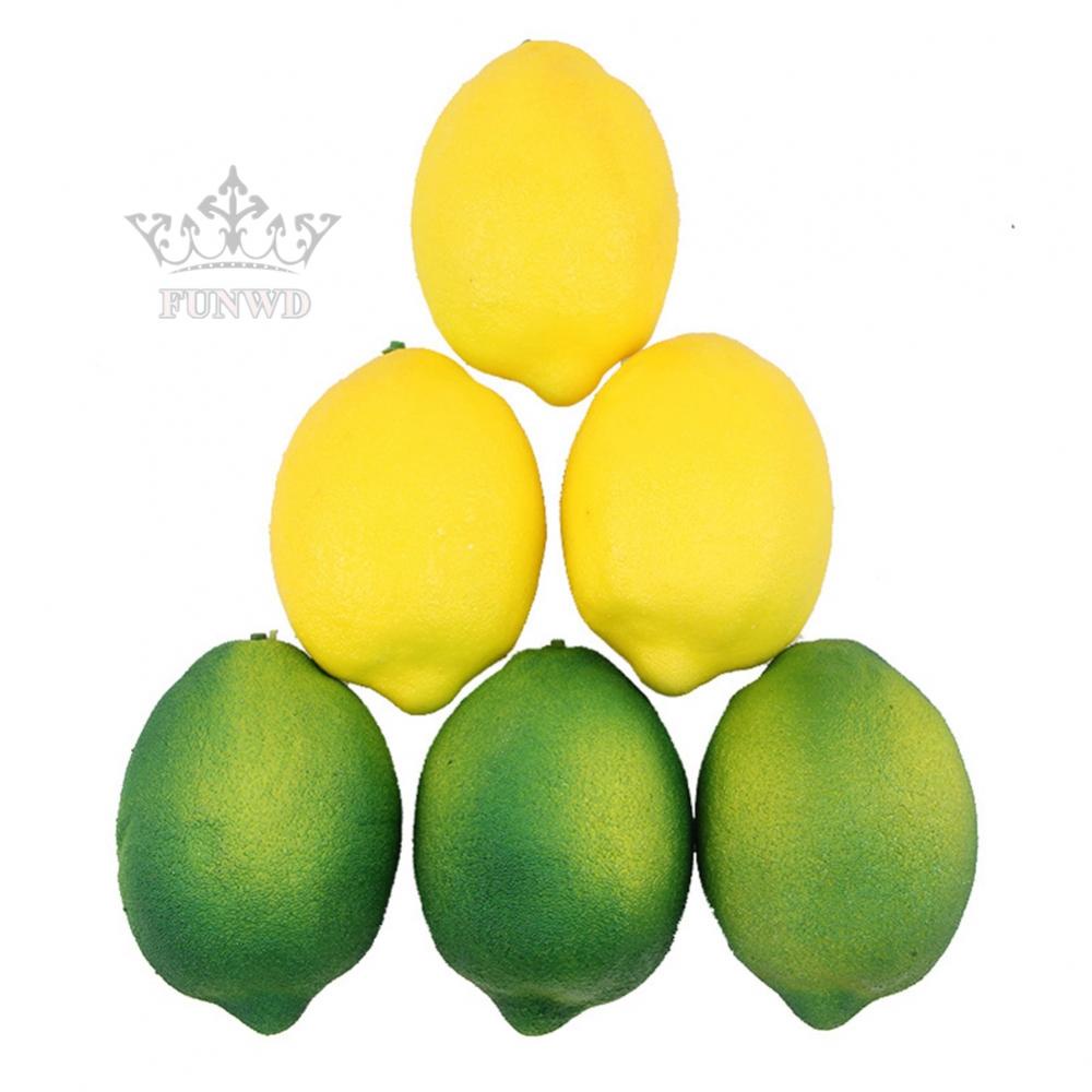 【FUNWD】6Pcs Artificial Lemons Plastic Fake Fruit For Home Decoration Photography Props