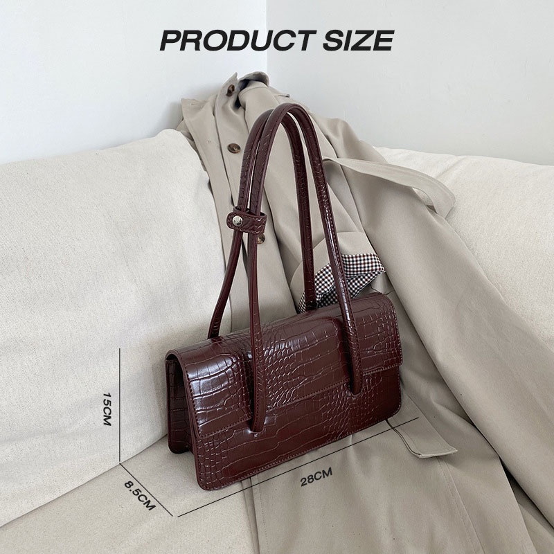 MISCHA Túi Đeo Vai / Đeo Chéo Họa Tiết Da Cá Sấu Màu Trơn Thời Trang Cao Cấp Cho Nữ