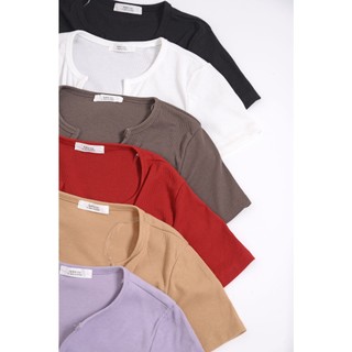 Áo croptop thun gân ACTIVE USA cột nơ trước