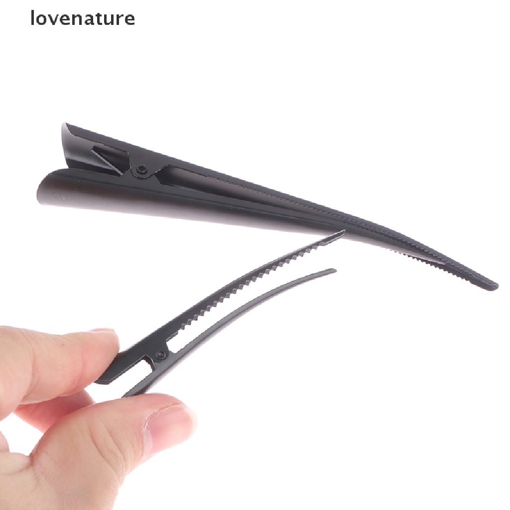 Set 4 Kẹp Tóc Mỏ Vịt / Hoa / Nơ Bằng Kim Loại Dài 12.5cm Màu Đen Chuyên Dụng Cho Salon