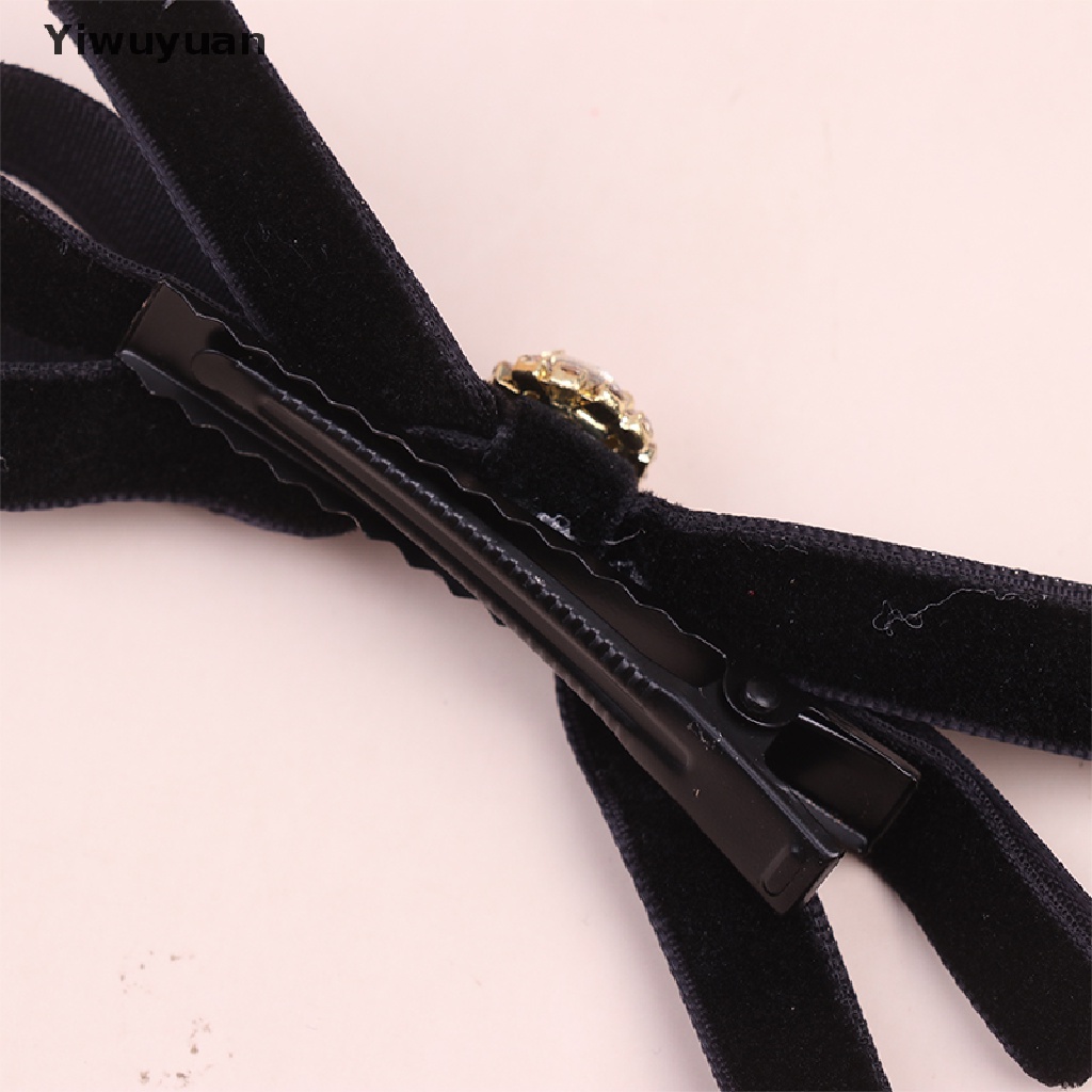 1 Kẹp Tóc Nơ Đen Đính Đá Thời Trang