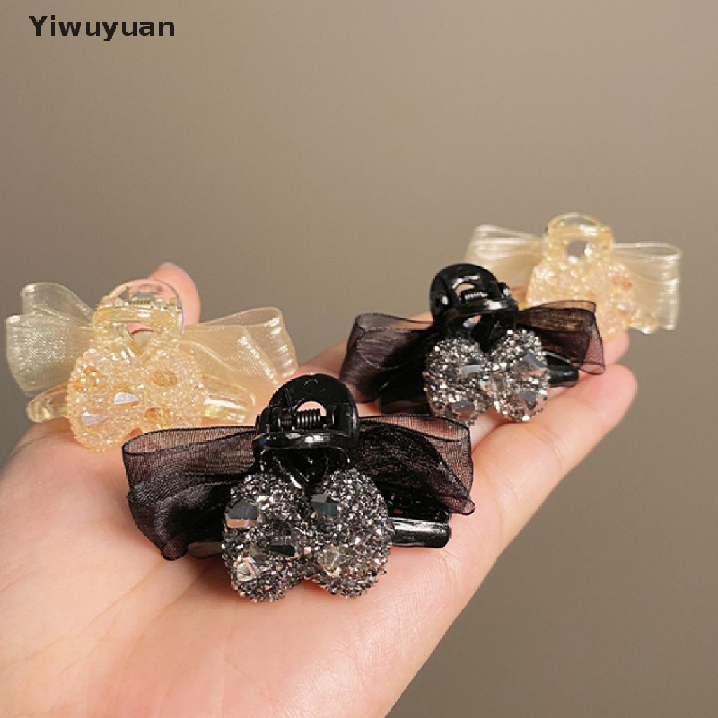 &lt; Yiwuyuan &gt; Kẹp Tóc Càng Cua Hai Mặt Đính Nơ Nhỏ Cá Tính Phong Cách Hàn Quốc Cho Nữ