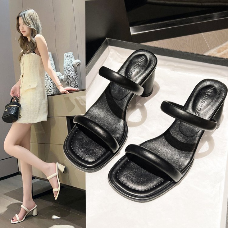 Sandal Cao Gót 5.5cm Phong Cách Hàn Quốc Đơn Giản Cho Nữ