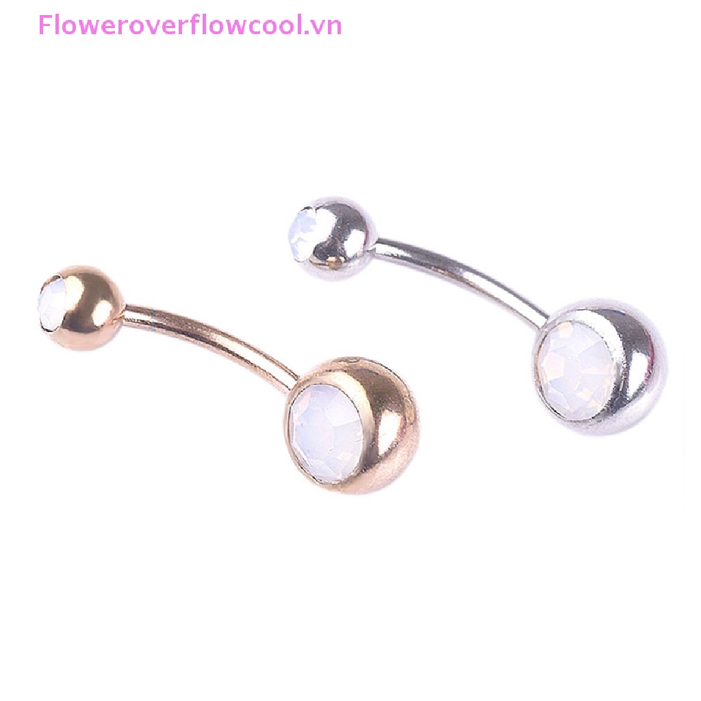 Khuyên Rốn Đính Đá Opal Lửa Trắng COOLLADY Hot!