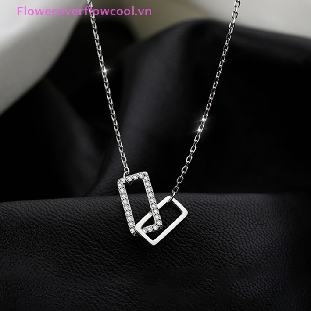 Vòng cổ Hai Lớp Mặt Vuông Đính Đá Lấp Lánh
