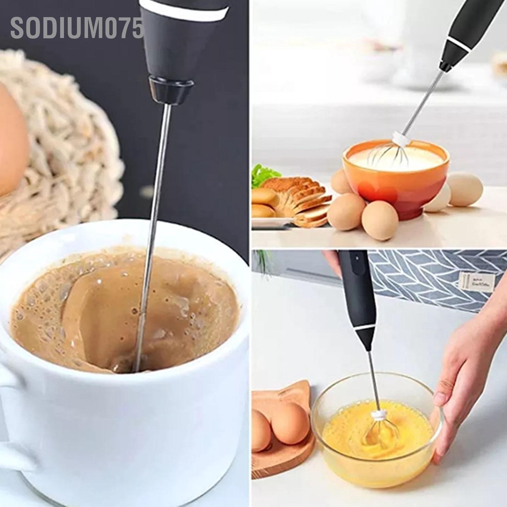 Sodium075 Điện Bọt Sữa Thép Không Gỉ Thao Tác Dễ Dàng Máy Trộn Cà Phê Cầm Tay Cho Nhà Bếp Đen 0.8A DC 5.5V 2W