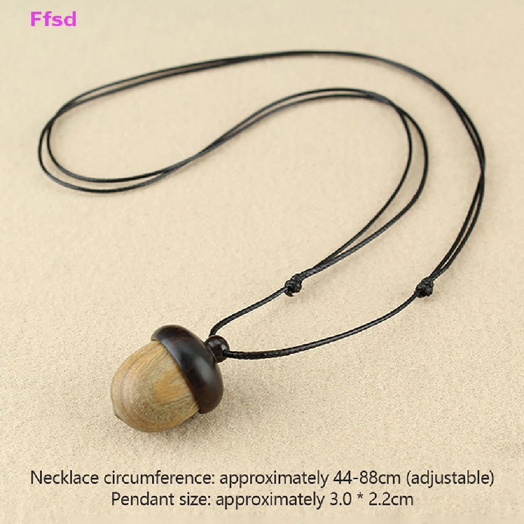 {Ffsd} Vòng cổ Mặt Hình Quả Bắp Acorn Có Thể Vặn Được Bằng Gỗ Mun Dáng Dài
