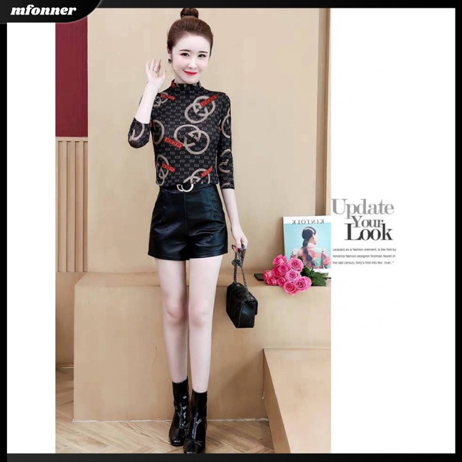 Áo Thun Dài Tay Cổ Cao Thời Trang Cho Nữ