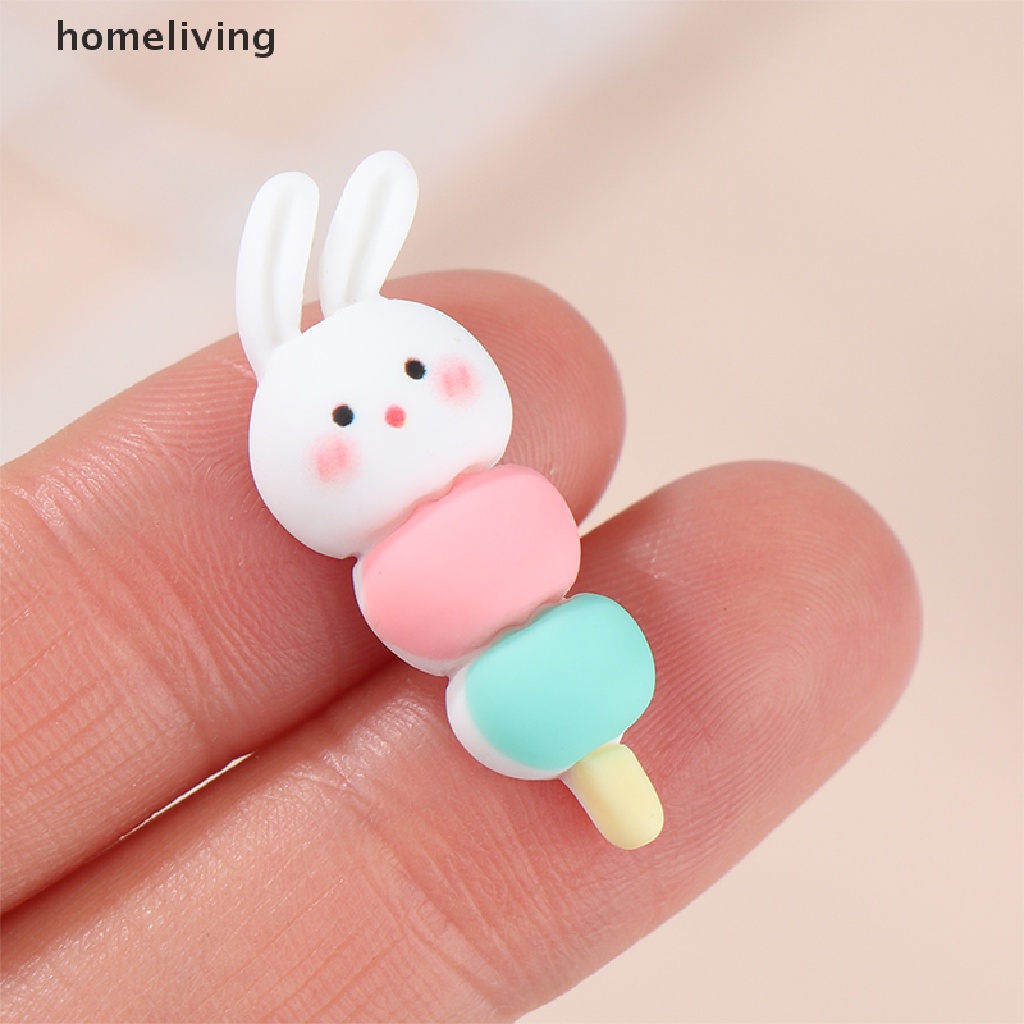 Set 3 Xiên Gỗ Hình Thỏ Nhiều Màu Sắc Trang Trí Nhà Búp Bê