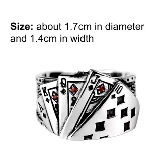 Nhẫn Unisex Hở Chạm Khắc Lá Bài Poker Độc Đáo