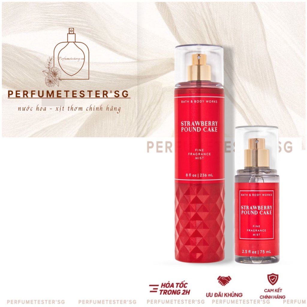 Xịt Thơm Nước Hoa Toàn Thân Bath & Body Works - Strawberry Pound Cake Chuẩn -𝒑𝒆𝒓𝒇𝒖𝒎𝒆𝒕𝒆𝒔𝒕𝒆𝒓