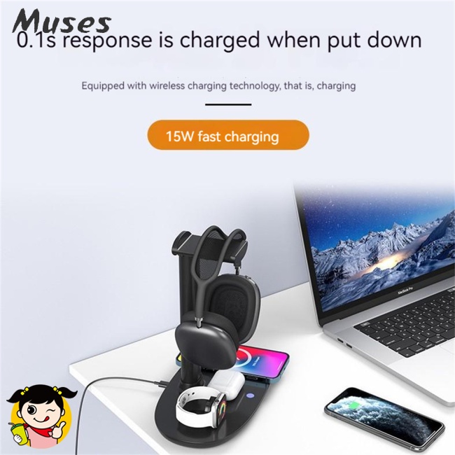 Đế Sạc Điện Thoại Không Dây Kiêm Tai Nghe Chơi Game 4 Trong 1 Đa Năng