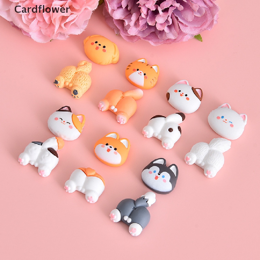 < Cardflower > Set 10 Miếng Dán Trang Trí Tủ Lạnh / Điện Thoại Hình Đầu Chó / Mèo Hoạt Hình Dễ Thương DIY