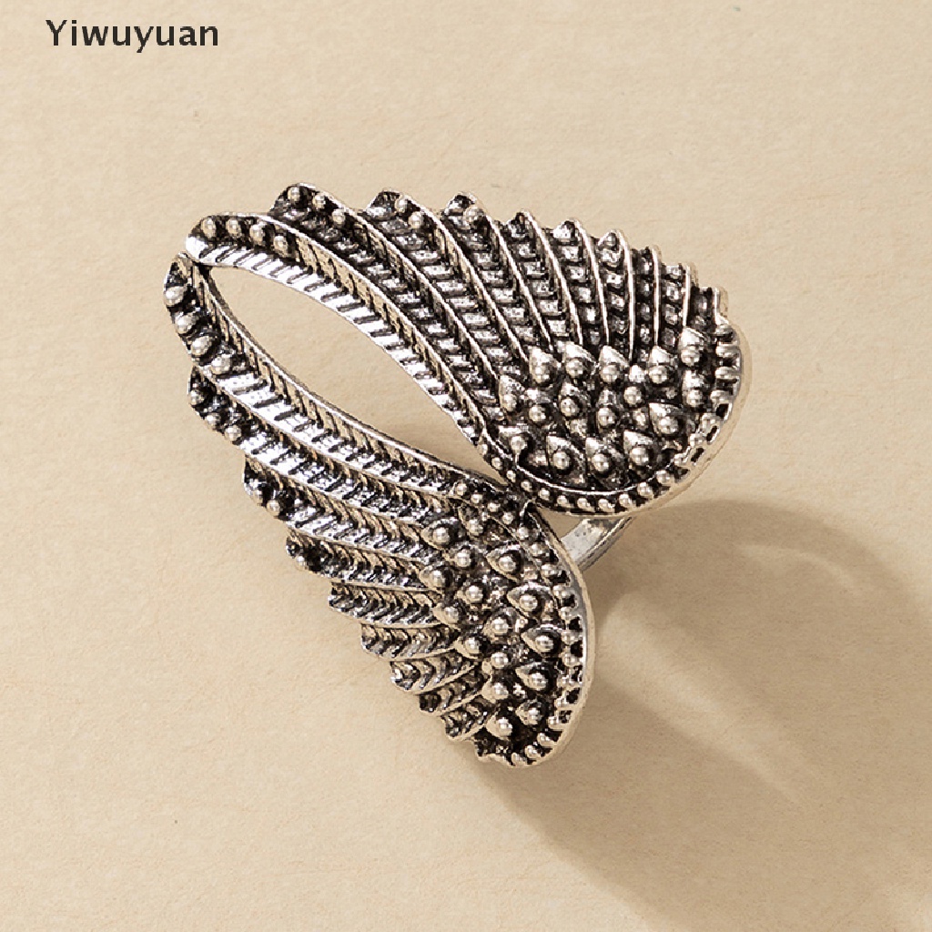 &lt; Yiwuyuan &gt; Nhẫn Hình Cánh Thiên Thần Có Thể Điều Chỉnh Phong Cách Punk Hip Hop Cổ Điển Thích Hợp Làm Quà Tặng Cho Nữ
