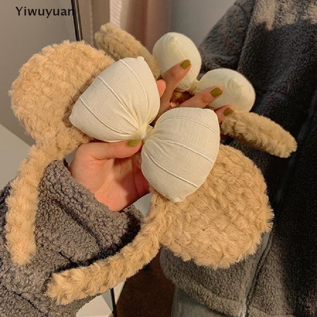 Băng Đô Cài Tóc Rửa Mặt Mùa Đông In Họa Tiết Tai Gấu Hoạt Hình Dễ Thương Cho Nữ