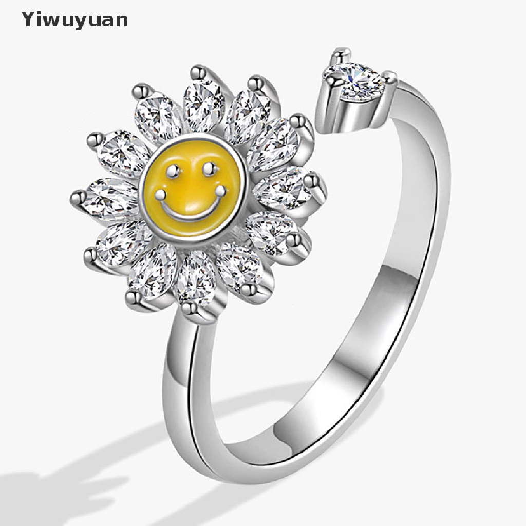 < Yiwuyuan > Nhẫn Hở Hình Mặt Cười Thời Trang Có Thể Điều Chỉnh Cho Nữ