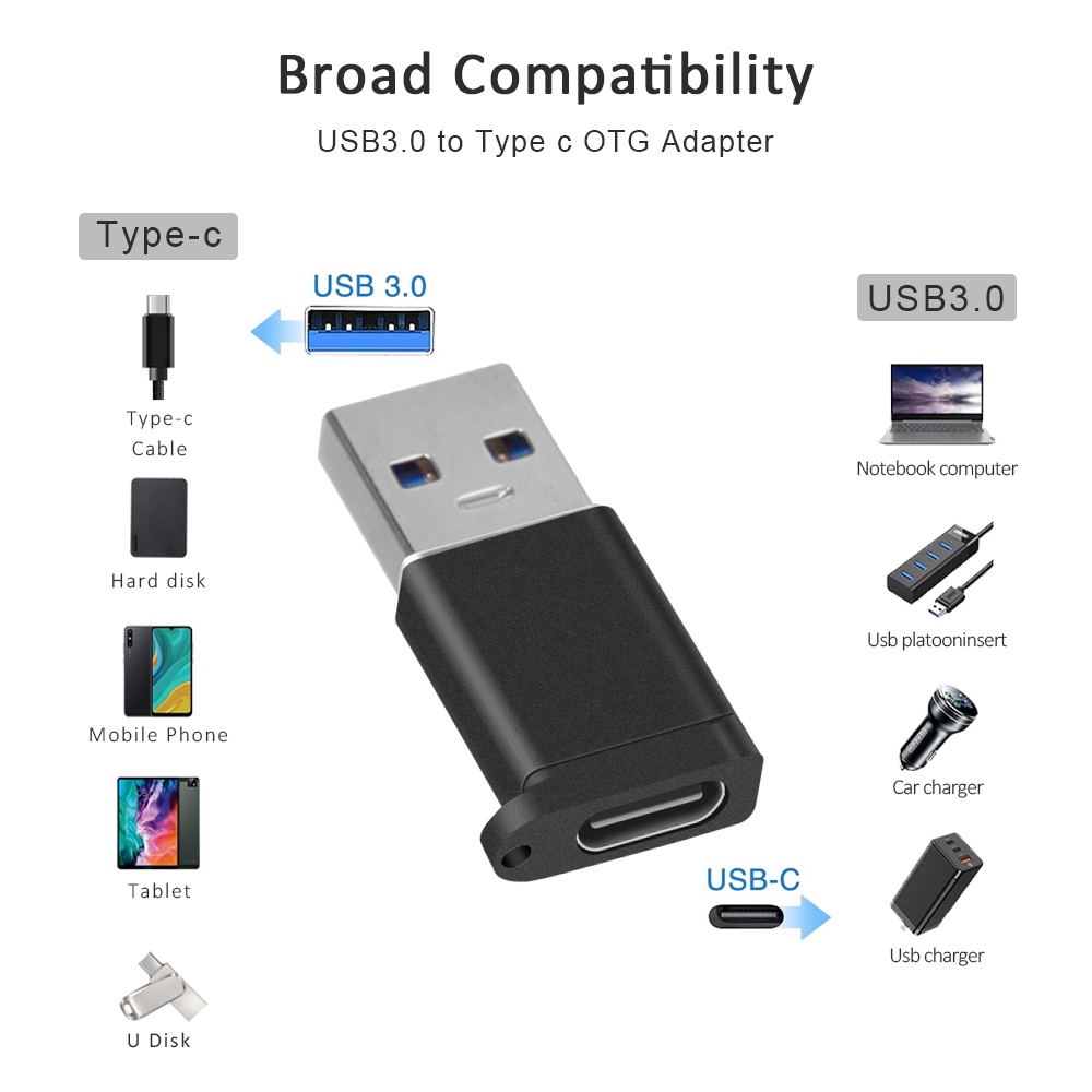 Bộ Chuyển Đổi Sạc Nhanh USB 3.0 TYPE C Có Móc Khóa Bằng Kim Loại Cho Điện Thoại Android / Laptop