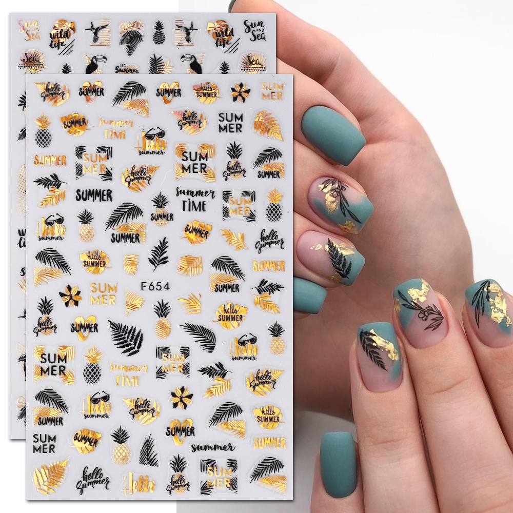 Miếng Dán Trang Trí Móng Tay Hai Màu Sắc Lấp Lánh