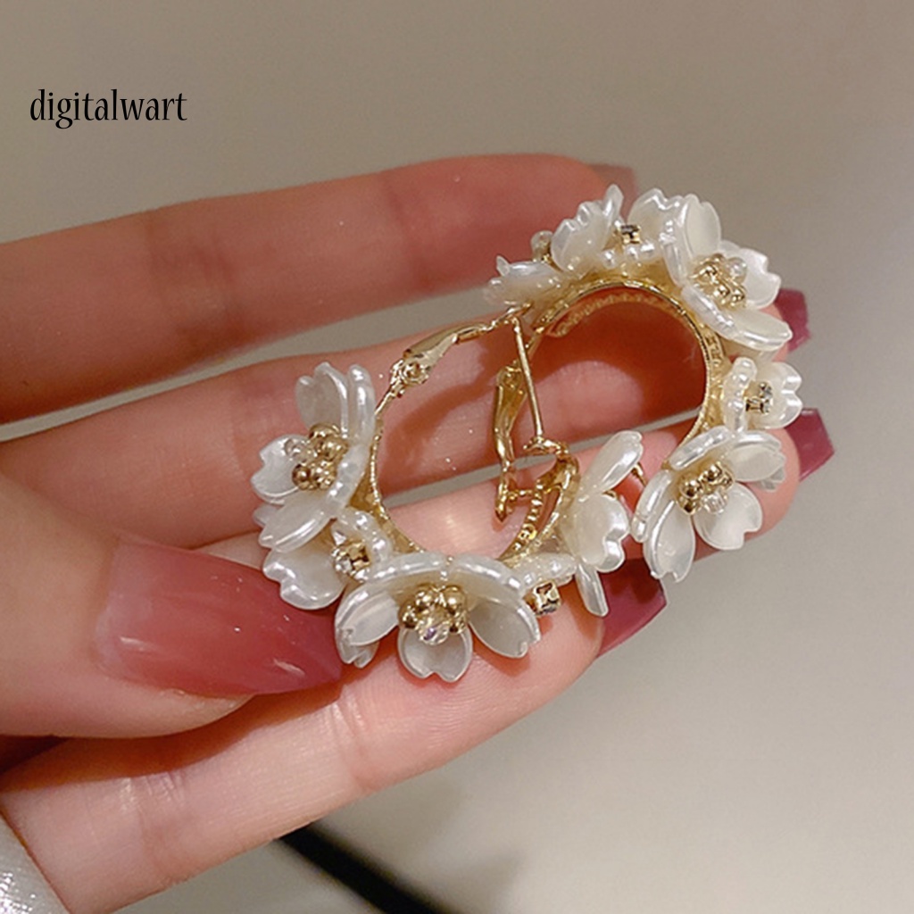 Kỹ Thuật Số| 1 Đôi Bông Tai Tròn Đính Đá Lấp Lánh Thời Trang Dành Cho Nữ