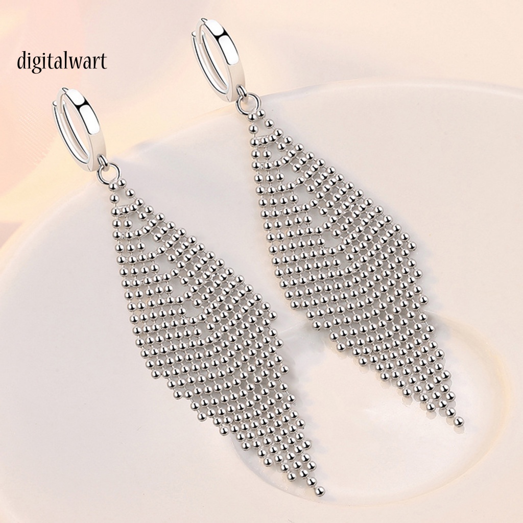 Kỹ Thuật Số| 1 Đôi Bông Tai Dáng Dài Đính Hạt Phối Tua Rua Thời Trang Cho Nữ