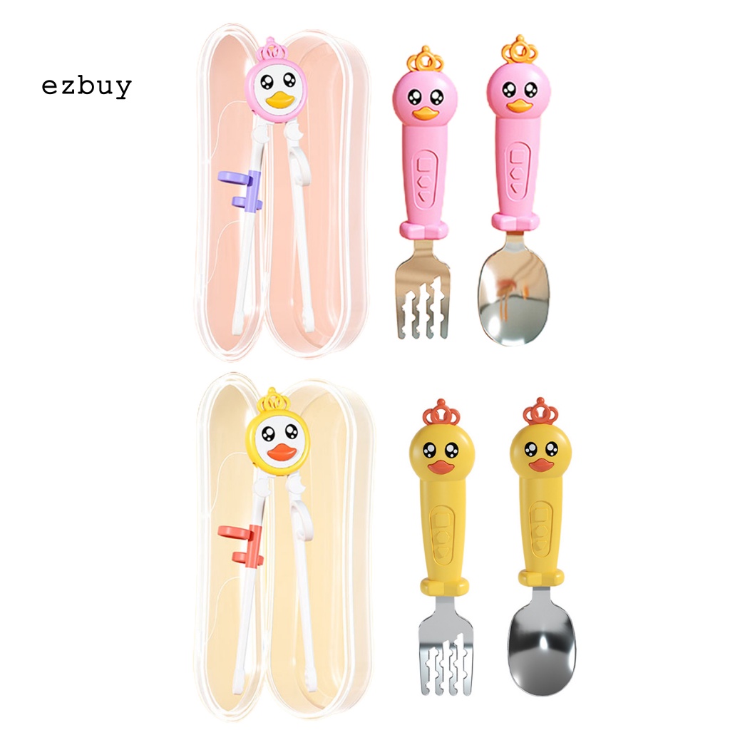 Bộ Đũa Muỗng Nĩa Bằng ABS Kiểu Hoạt Hình Dễ Thương Cho Bé Tập Ăn