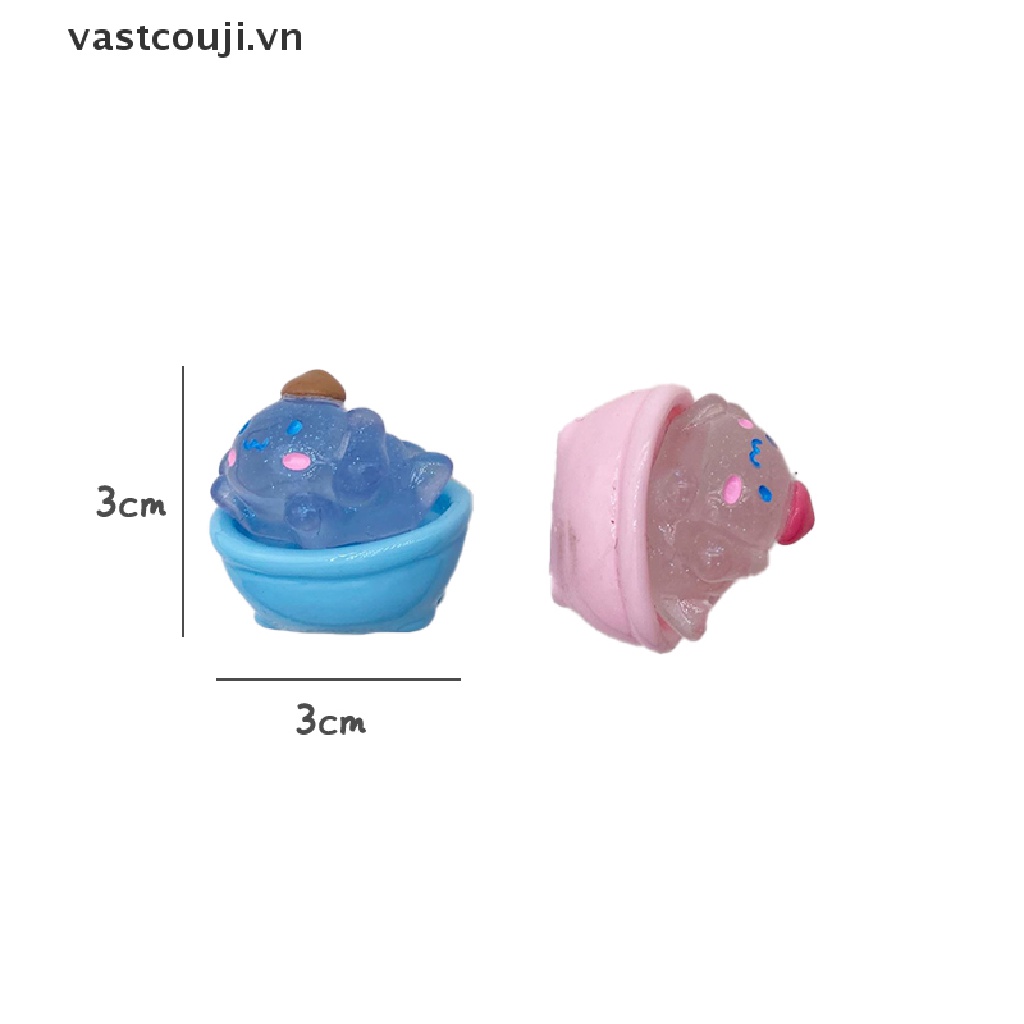 Set 2 Chú Chó Tai To Bằng Nhựa Resin Phát Quang Dễ Thương Trang Trí Xe Hơi