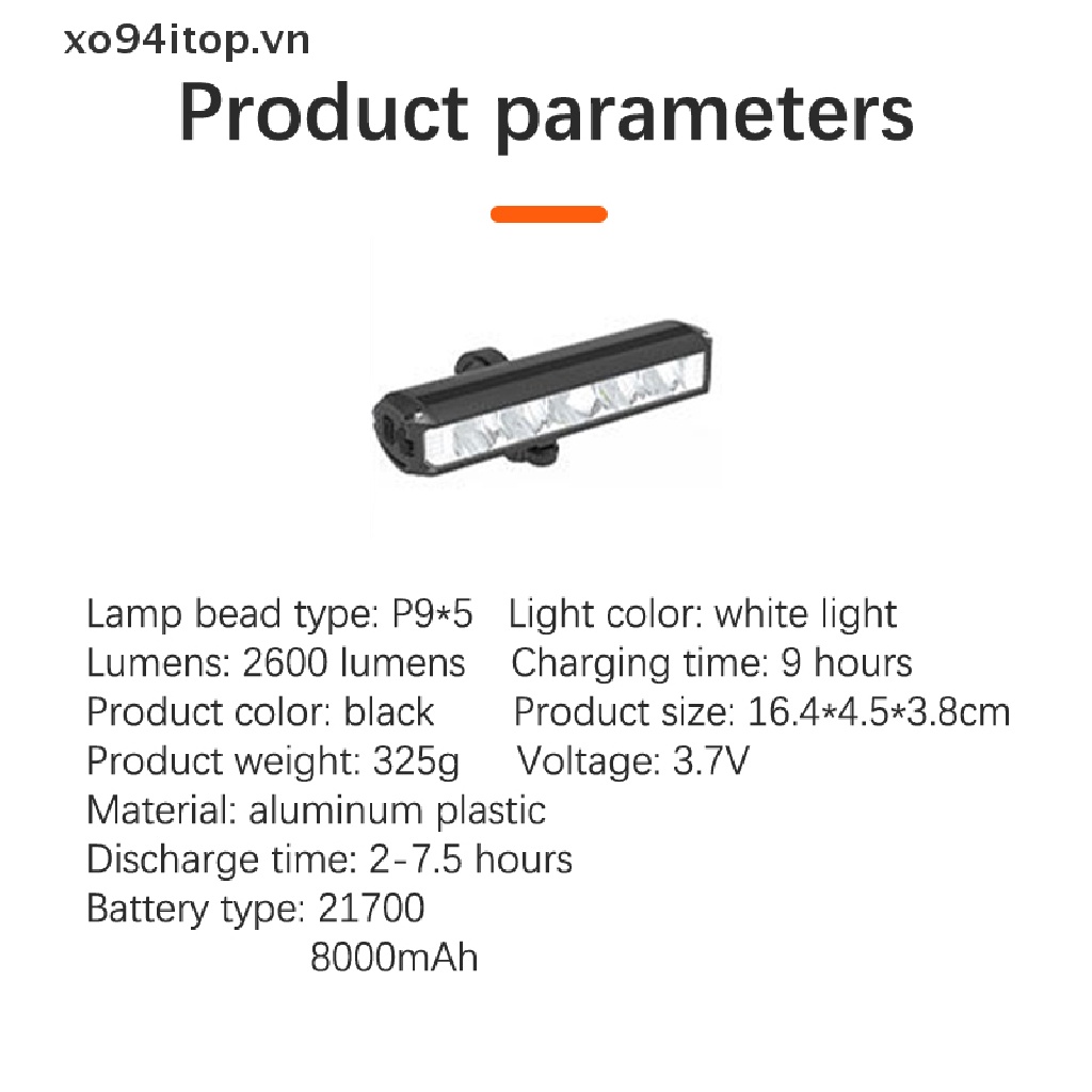 Đèn Pin 8000mAh 2600 Lumen Chống Thấm Nước Kèm Sạc USB Tiện Dụng Dành Cho Xe Đạp Leo Núi
