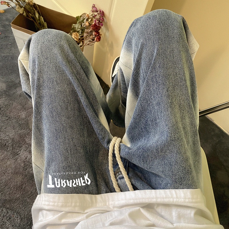 Quần Jean Dài Dáng Rộng Màu Gradient Thời Trang Cá Tính Cho Nam