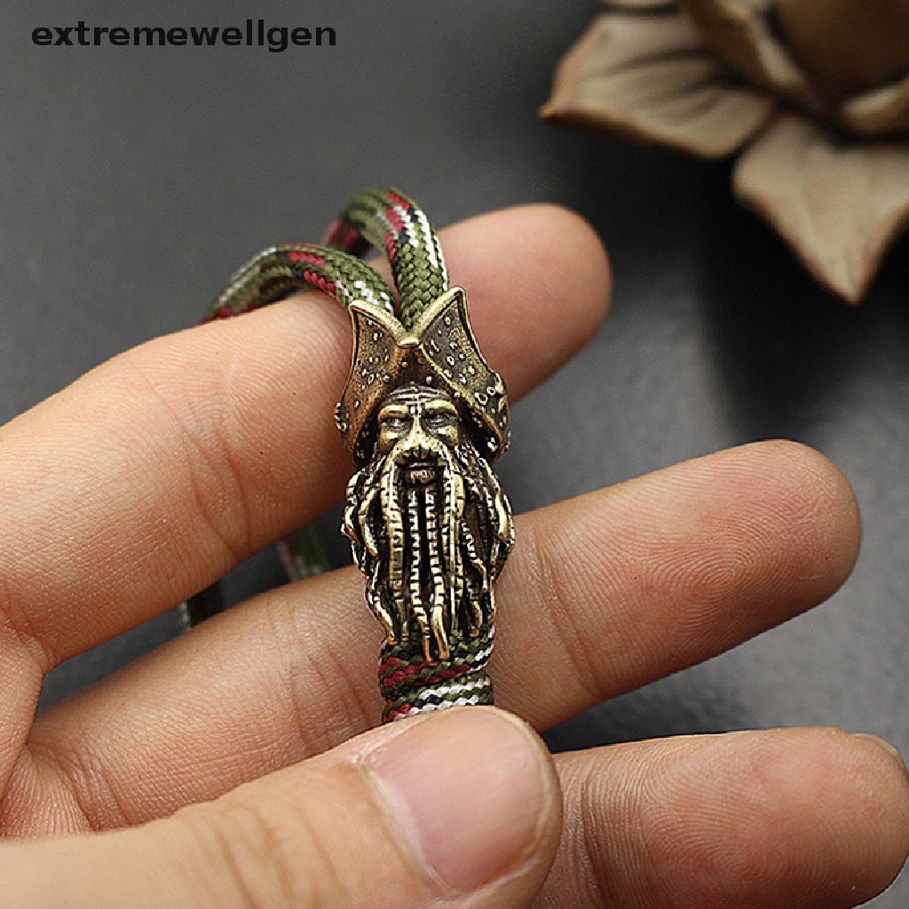 [Cực Tốt] Mặt Dây Chuyền Hạt Đồng Hình Bạch Tuộc Đầu Lâu Paracord Bằng Đồng Thau LLF