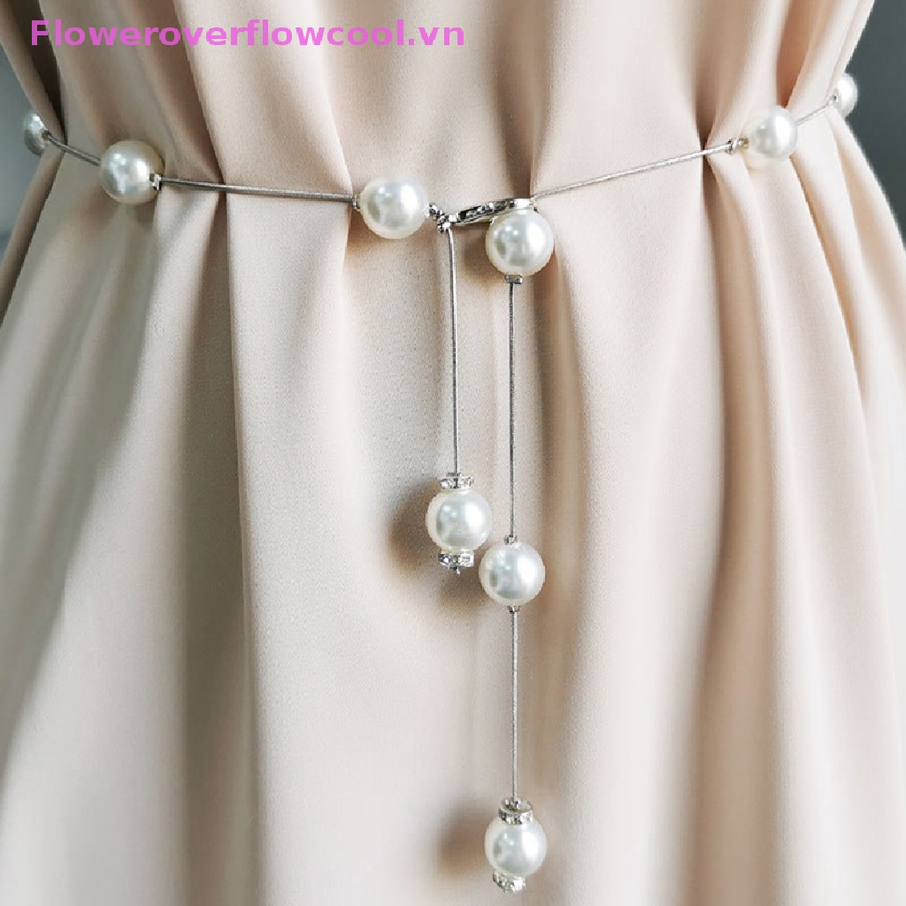 Thắt Lưng Dây Xích Mảnh Đính Ngọc Trai Trang Trí Dành Cho Bạn Nữ