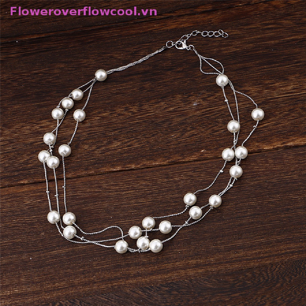 Bộ Trang Sức Gồm Vòng cổ / Vòng Tay / Bông Tai Nhiều Lớp Đính Ngọc Trai Thời Trang Cho Nữ