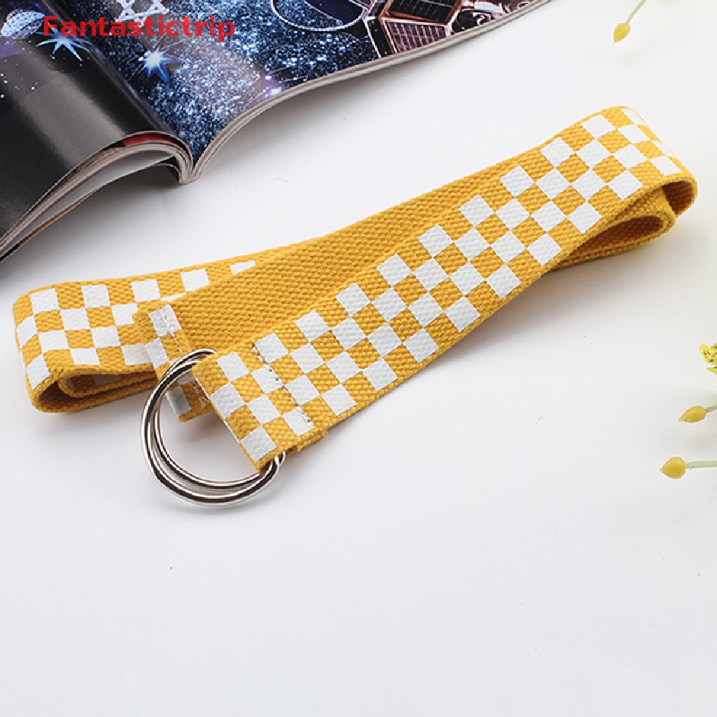Thắt Lưng Vải Canvas Sọc Caro Phối Khoen Chữ D Thời Trang Đường Phố Mới